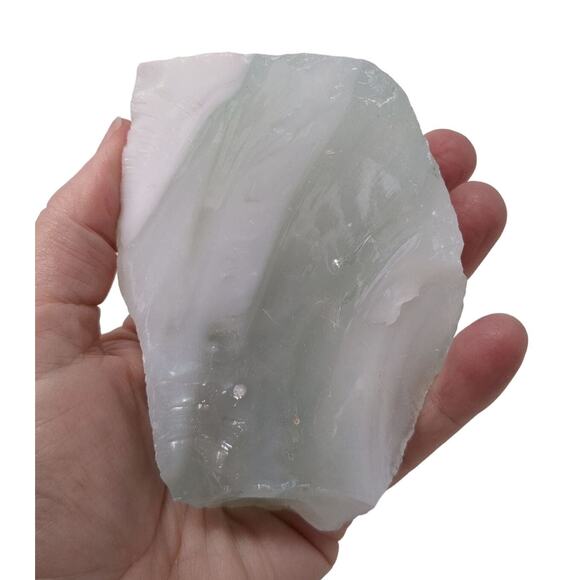 Clear White Infused Art Glass Cullet Glowing Manganese Slag Glass #4GX55 - Picture 4 of 6